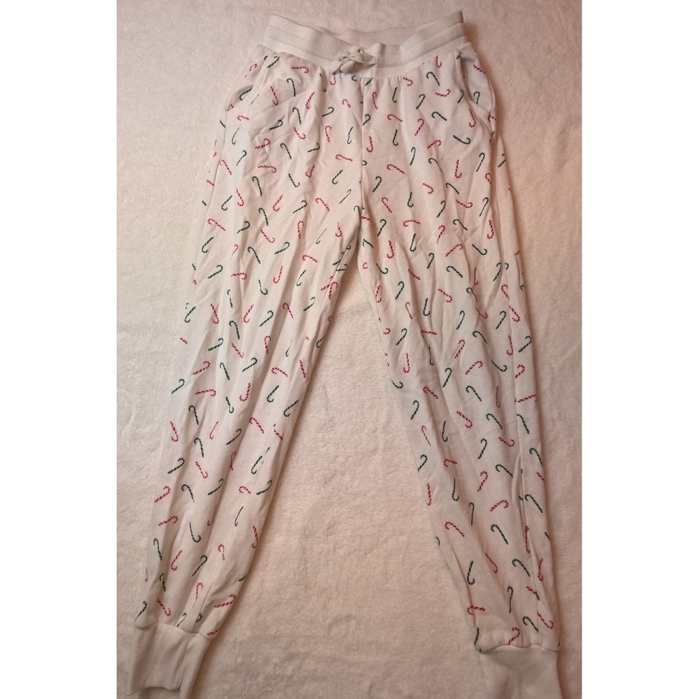 Colsie Womens Small Candy Cane Christmas Pajama Pants Joggers White Red Green